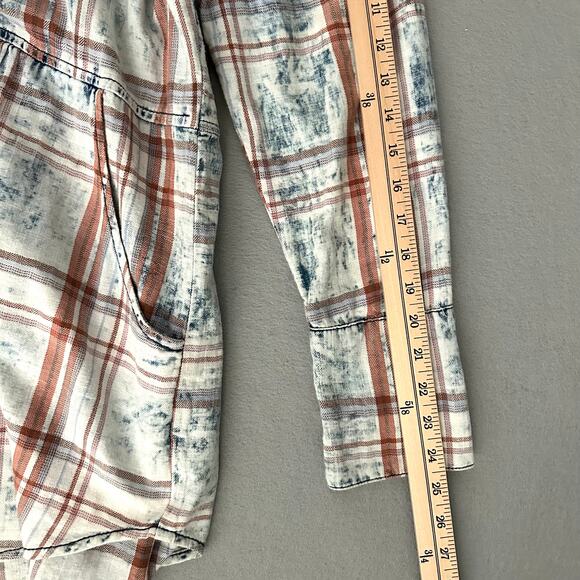 Soft Surroundings 100% Cotton Plaid Long Tunic Top with Pockets Blue & Orange XL - Picture 13 of 13